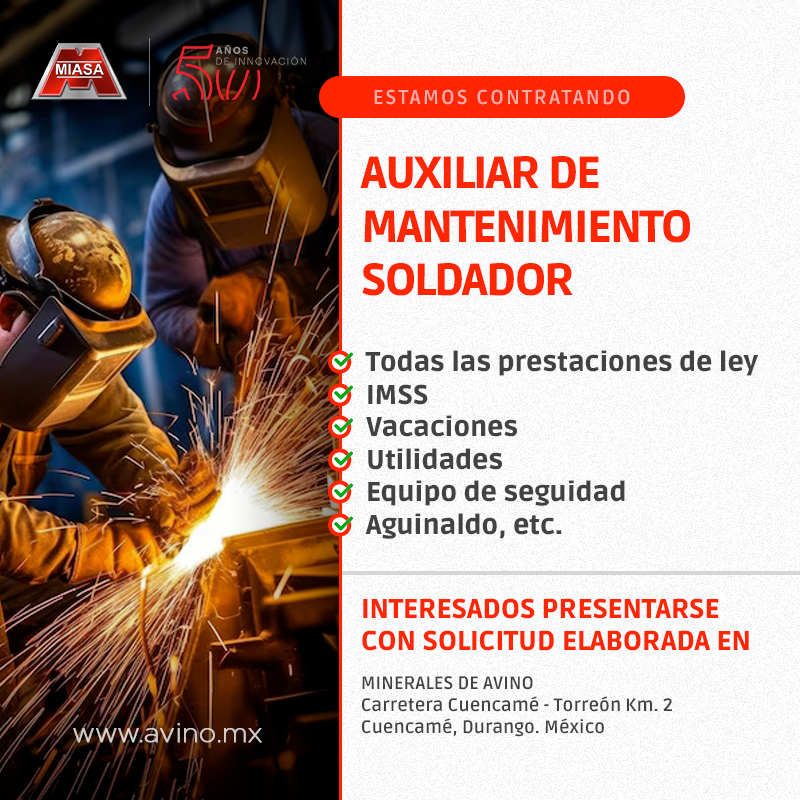 Auxiliar de mantenimiento soldador